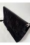 Alba Women's Suede Portfolio Bag 3D Floral Pearl Detailed Zippered Wrist Strap Clutch Handbag - 3