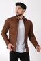 Sleeve Detail Judge Collar Suede Seasonal Coat BL 1710-60286 - 4