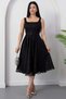 Square Neck Sequined Lace Dress with Gloplu Bal165