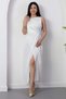 Square Neck Ruched Waist Slit Dress YZC25Y223 - 5