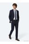 Navy Blue Striped Modern Fit Cotton Blend Knitted Suit - 4