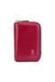 Genuine Leather Red Women's Wallet 20 Transparent Card Holder