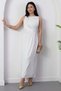 Square Neck Ruched Waist Slit Dress YZC25Y223 - 4