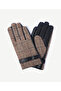 Houndstooth Patterned and Leather-Look Gloves