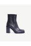 Knitted Saddle Detailed Elastic Leather Heeled Boots