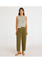 Regular Waist Wide Leg Denim Trousers with Belt Detail