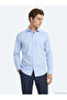 Light Blue Plain Regular Fit Long Woven Casual 100% Cotton Shirt - 4