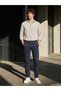 Navy Blue Plain Woven Slim Fit Sports Cotton Blend Trousers - 2