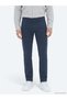 Navy Blue Plain Woven Slim Fit Sports Cotton Blend Trousers - 4