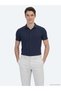 Navy Blue Patterned Regular Fit Short Casual Shirt