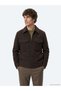 Brown Regular Fit Shirt Collar Woven Coat