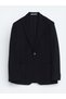 Navy Blue Modern Fit Cotton Blend Jacket - 5