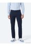 Navy Blue Plain Woven Jogging Fit Casual Cotton Blended Pants - 2