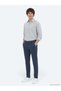 Navy Blue Plain Woven Slim Fit Sports Cotton Blend Trousers - 3