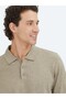 Beige Polo Neck Plain Knitted Sweater - 3