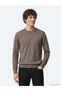 Mink Crew Neck Plain Knit Wool Blend Sweater - 3