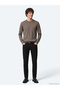Mink Crew Neck Plain Knit Wool Blend Sweater - 5