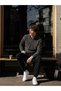Anthracite High Collar Plain Fleece Sweatshirt - 7