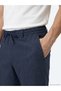 Navy Blue Striped Woven Jogging Fit Casual Trousers - 3