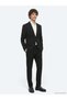 Black Striped Modern Fit Cotton Blend Knitted Suit - 2