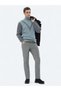 Gray Woven Slim Fit Casual Cotton Blend Trousers
