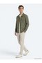 Khaki Plain Regular Fit Long Woven Cotton Blend Overshirt - 2