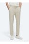 Beige Striped Woven Jogging Fit Casual Linen Blend Trousers - 3