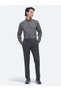 Gray Plain Woven Regular Fit Casual Cotton Blended Trousers