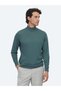 Dark Mint Half Turtleneck Jacquard Wool Blend Knitwear Sweater