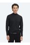 Anthracite Half Turtleneck Jacquard Wool Blended Sweater