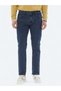 Navy Blue Slim Fit Denim Cotton Blended Trousers - 2