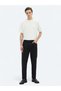 Black Woven Carrot Fit Casual Cotton Blended Pants
