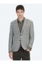 Khaki Patterned Modern Fit Wool Blend Knitted Jacket