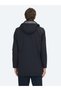 Navy Blue Hooded Casual Woven Coat - 6