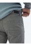 Gray Woven Slim Fit Casual Cotton Blend Trousers - 4