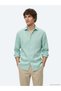 Light Green Regular Fit Long Woven Casual Cotton Blend Shirt - 2