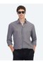 Anthracite Striped Oversize Fit Long Woven Casual Shirt