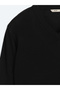 Black V-Neck Plain Knit Wool Blended Sweater - 8