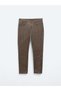 Brown Woven Slim Fit Casual Cotton Blend Trousers - 5