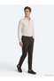Brown Woven Relaxed Fit Casual Cotton Blend Pants - 4