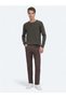 Brown Woven Slim Fit Casual Cotton Blend Trousers