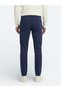 Midnight Blue Straight Woven Slim Fit Casual Cotton Blended Pants - 5