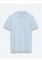 Light Blue Polo Collar Plain Knitted Knitwear - 6