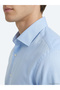 Light Blue Plain Regular Fit Long Woven Classic Cotton Blend Shirt - 3