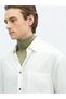 White Corded Oversize Fit Long Woven Casual Shirt - 5