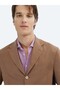 Brown Straight Comfort Fit Cotton Blend Jacket - 4