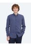 Navy Blue Striped Regular Fit Long Woven Casual Shirt