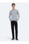 Lilac Crew Neck Plain Knit Wool Blended Sweater - 2