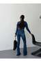 Women's Spanish Flare Denim Jumpsuit Long Sleeve Buttoned Jeans Jumpsuit - 2