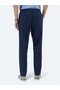 Navy Blue Woven Jogging Fit Casual Cotton Blend Trousers - 4